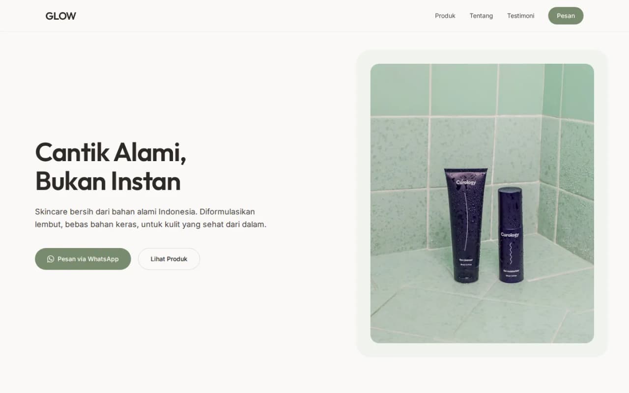 Tampilan LP Skincare (GLOW)