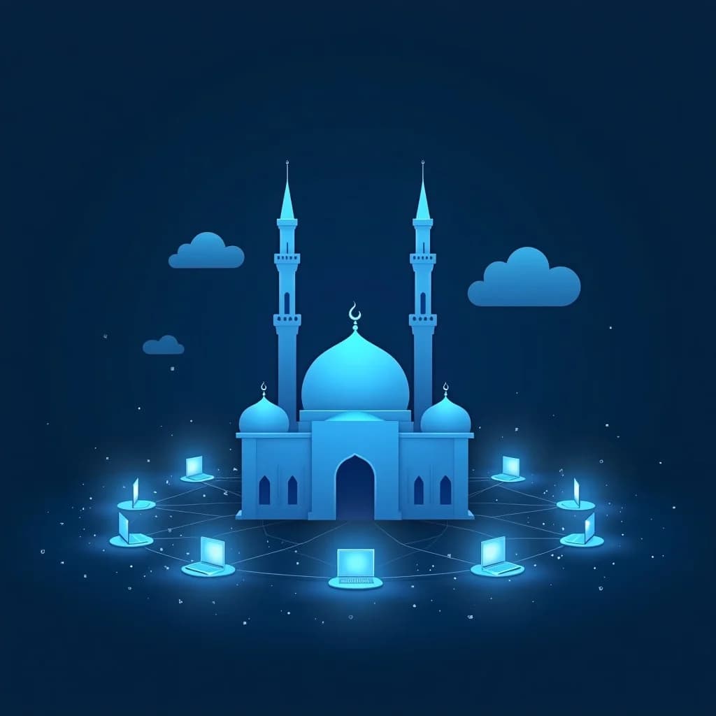 Ilustrasi transformasi digital pesantren modern: memadukan nilai tradisi dengan teknologi digital.